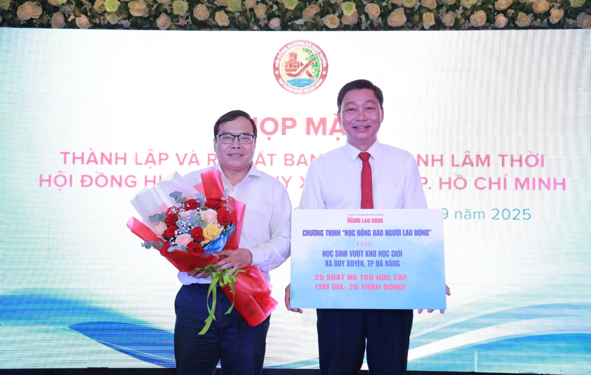 20 suất "Học bổng Báo Người Lao Động" tặng học sinh Duy Xuyên vượt khó, học giỏi